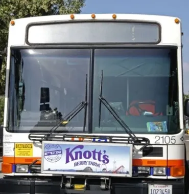 01. Sample bus advertising on the front of the bus for Knott's, which is a form of outdoor advertising