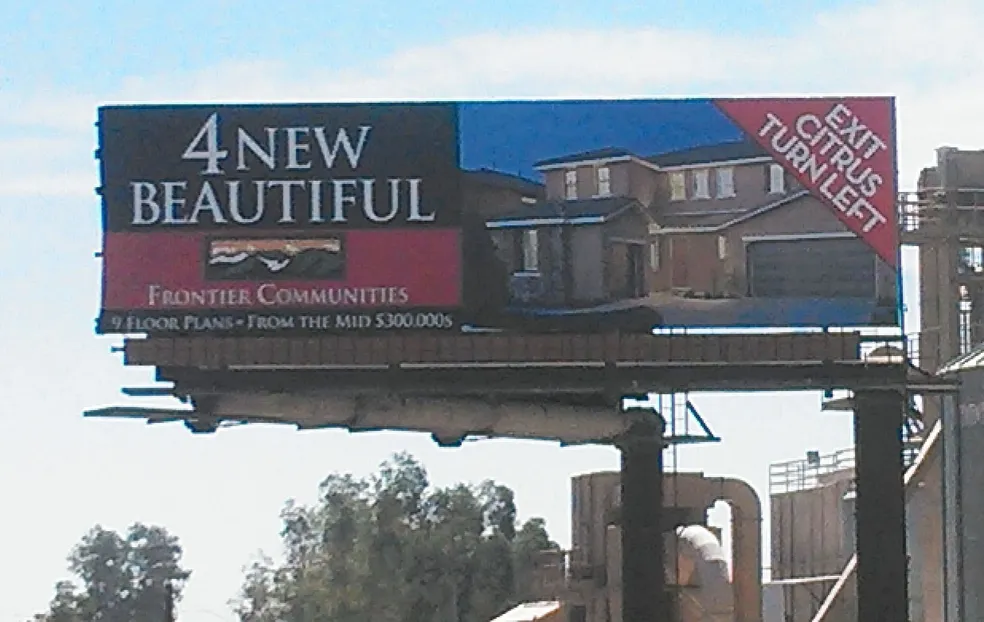 65. Sample bulletin billboard for real estate in the Southland